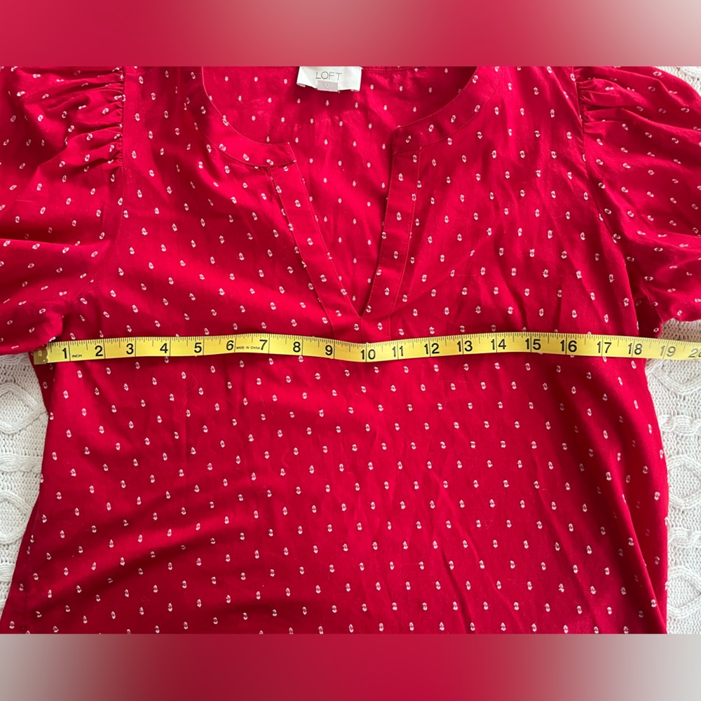 Loft Outlet Women's Red Puff Sleeve Top Cotton Blend Size Small - Picture 16 of 16